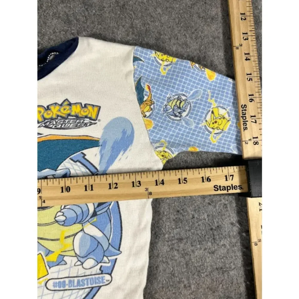 VTG 90s Pokemon Academy Pajama Set Boy Youth 10 Blue White Pikachu AOP Sleepwear